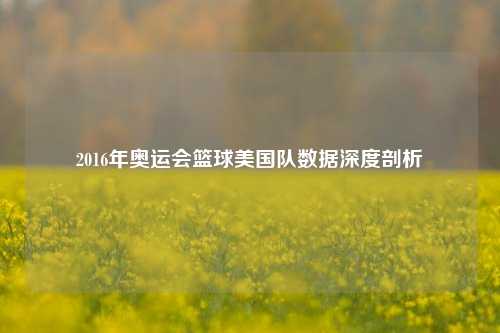 2016年奥运会篮球美国队数据深度剖析